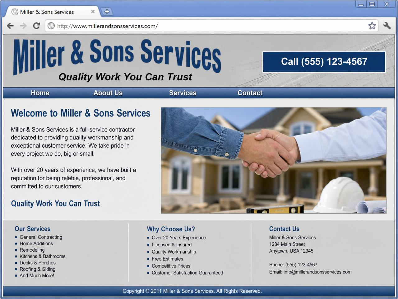 Outdated outdoor living company website design concept